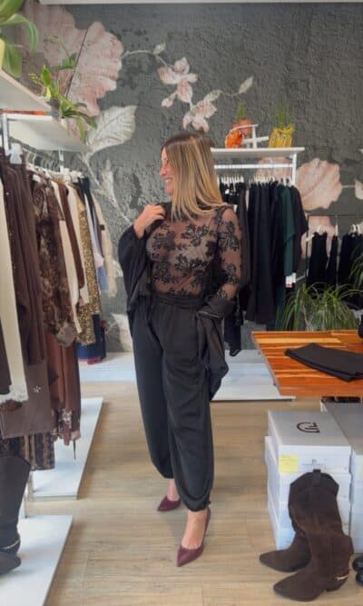 Maglia trasparente nera